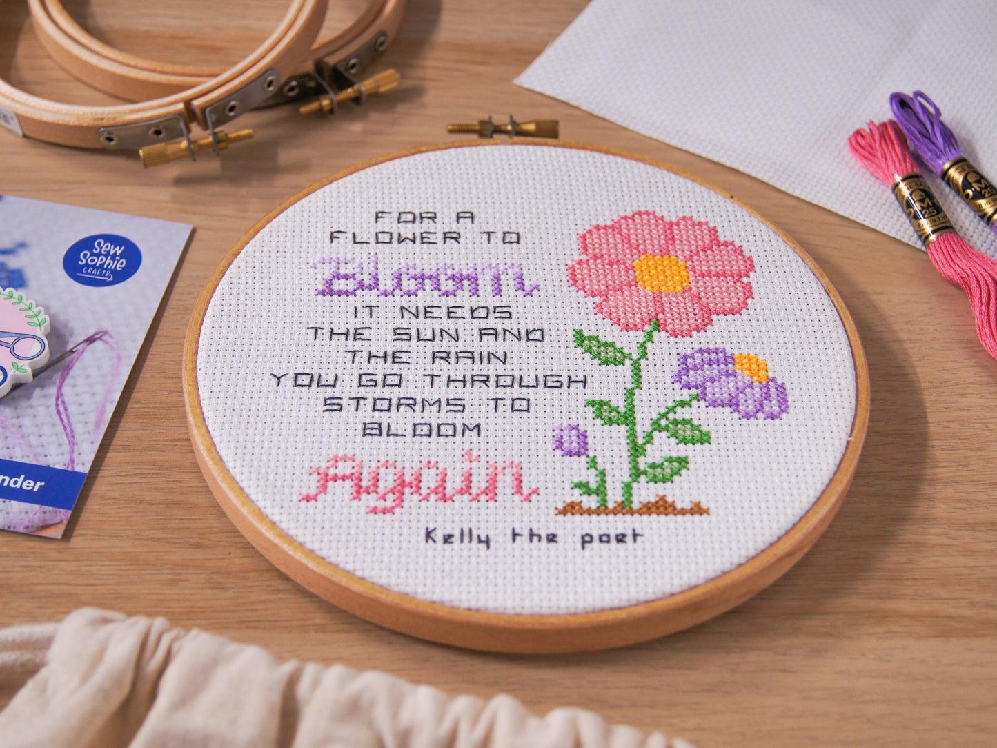 Kelly The Poet x Sew Sophie | Bloom Again 6" Cross Stitch Kit