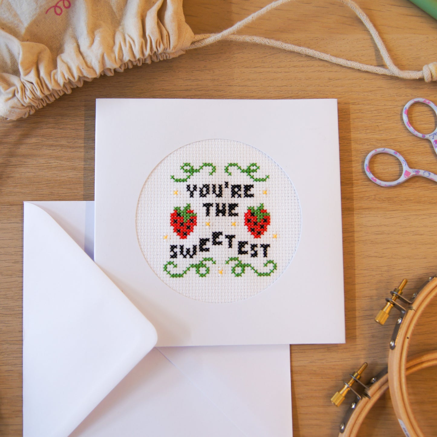 Strawberry Card Mini Cross Stitch Kit