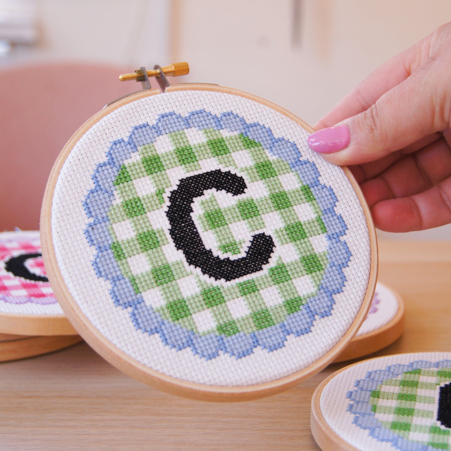 The Gingham A-Z 5" Cross Stitch Kit (Gorgeous Green)