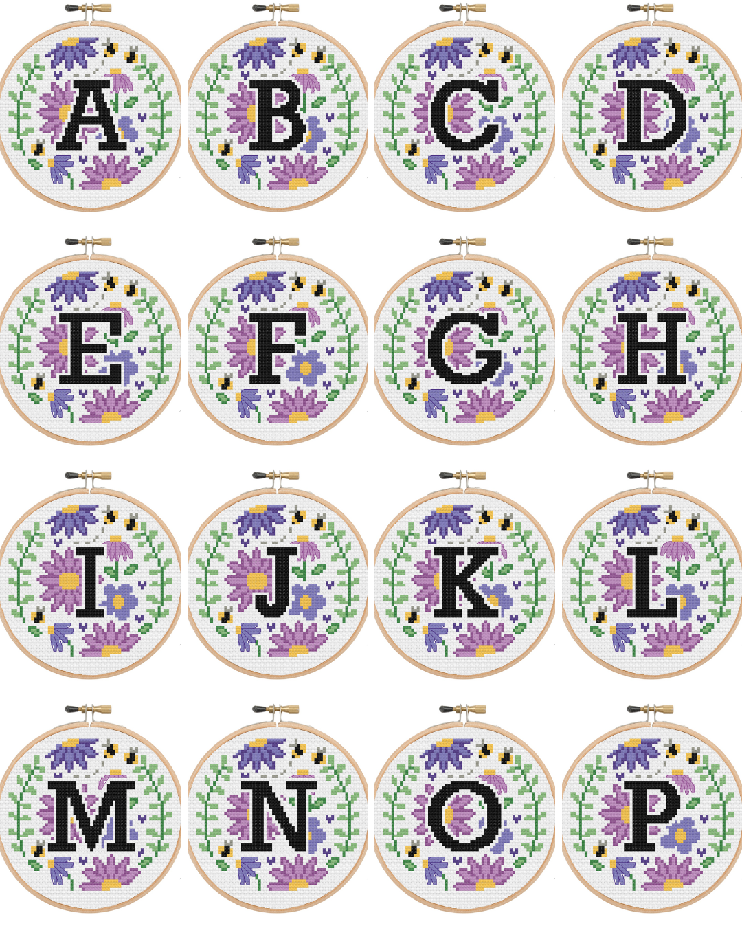 The Floral A-Z 5" Cross Stitch Kit (Lavender Blue)