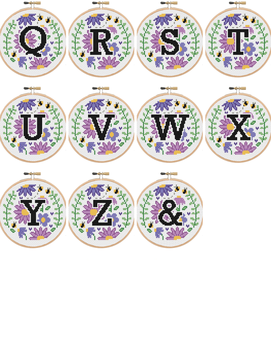 The Floral A-Z 5" Cross Stitch Kit (Lavender Blue)