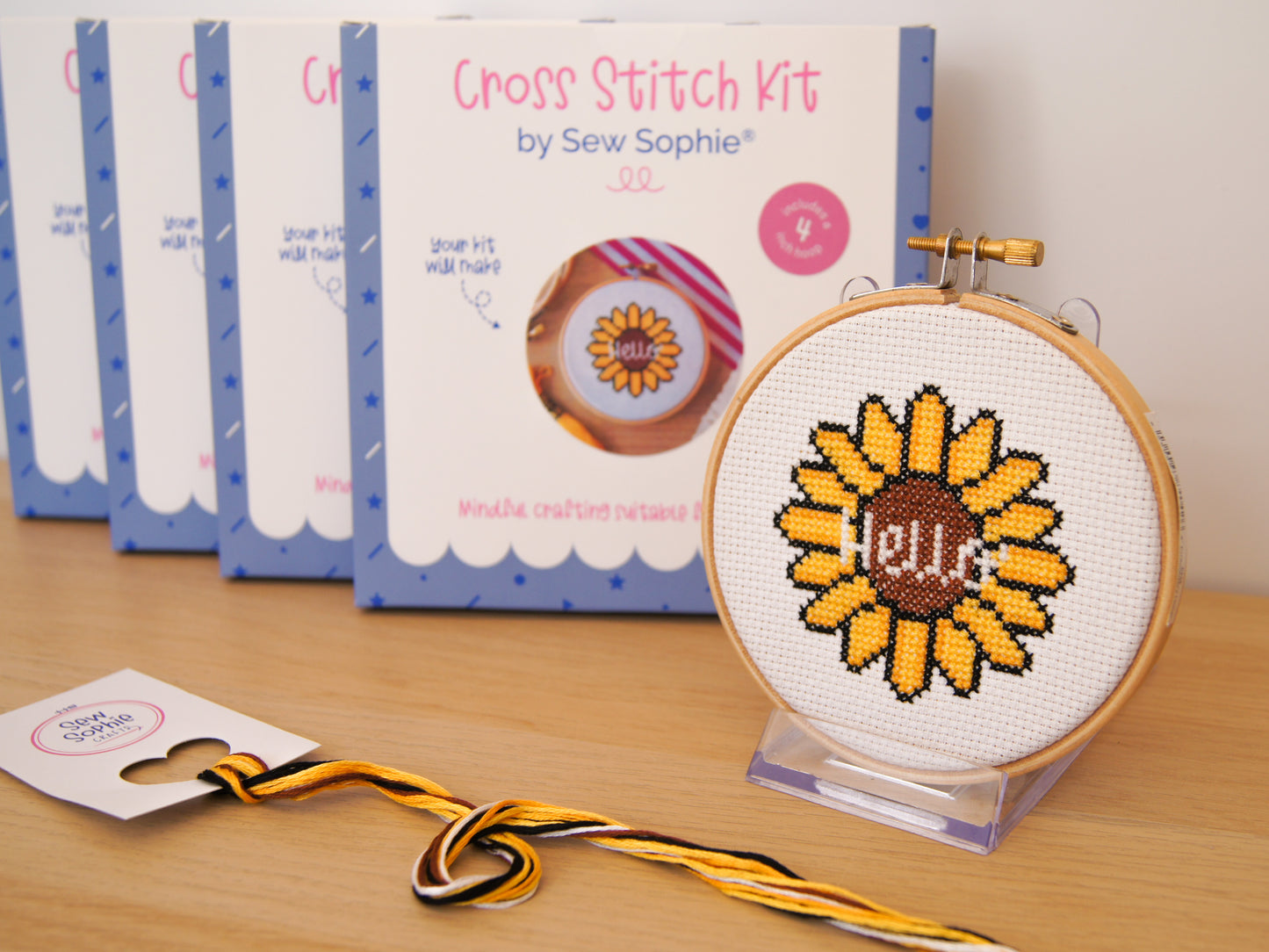 Hello Sunflower 4" Cross Stitch Kit