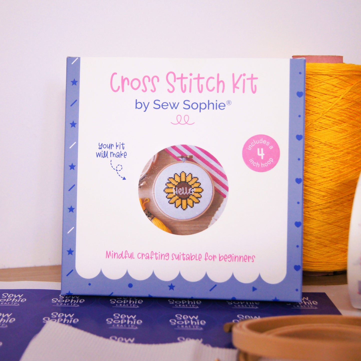 Hello Sunflower 4" Cross Stitch Kit