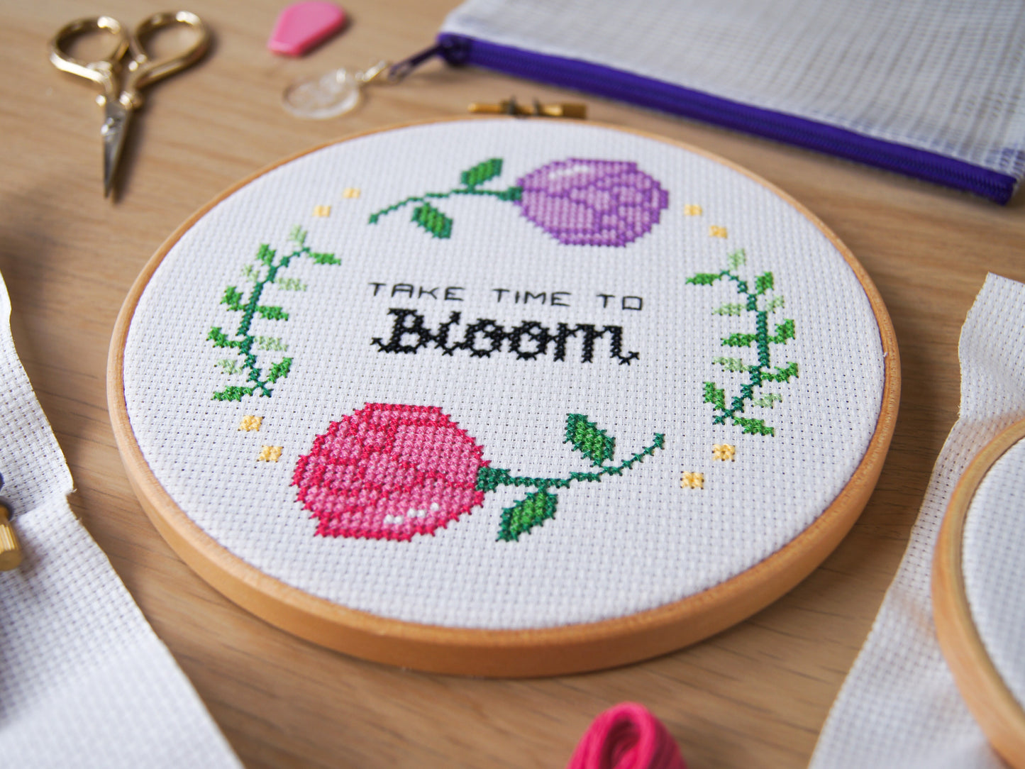 Take Time to Bloom 6" Cross Stitch Kit