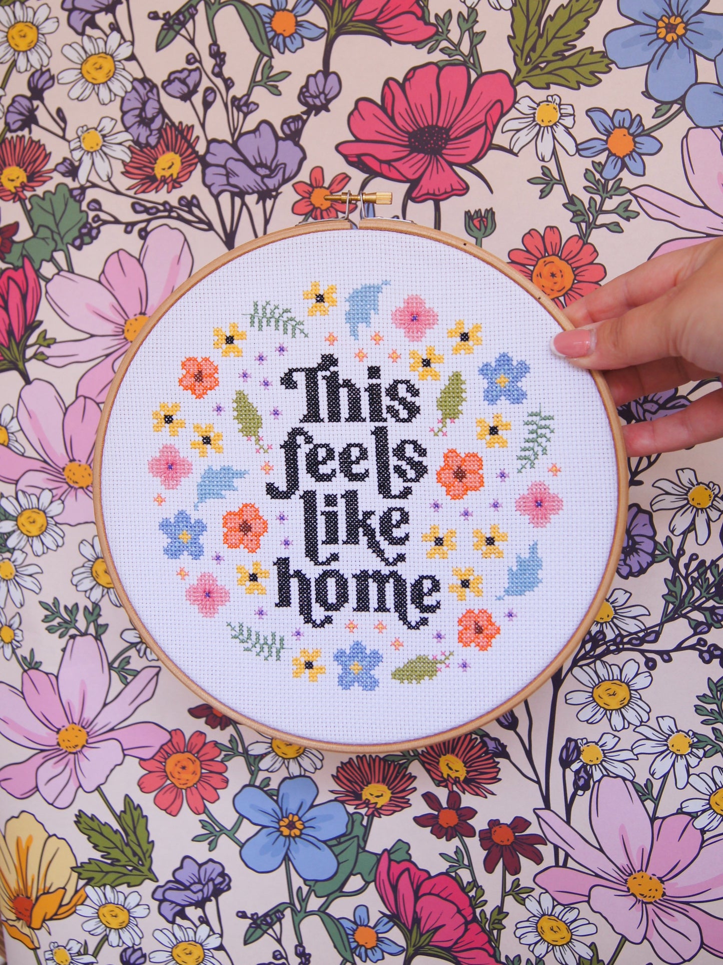 This Feels Like Home XL 9" Cross Stitch Kit | Oh So Daisy Collaboration