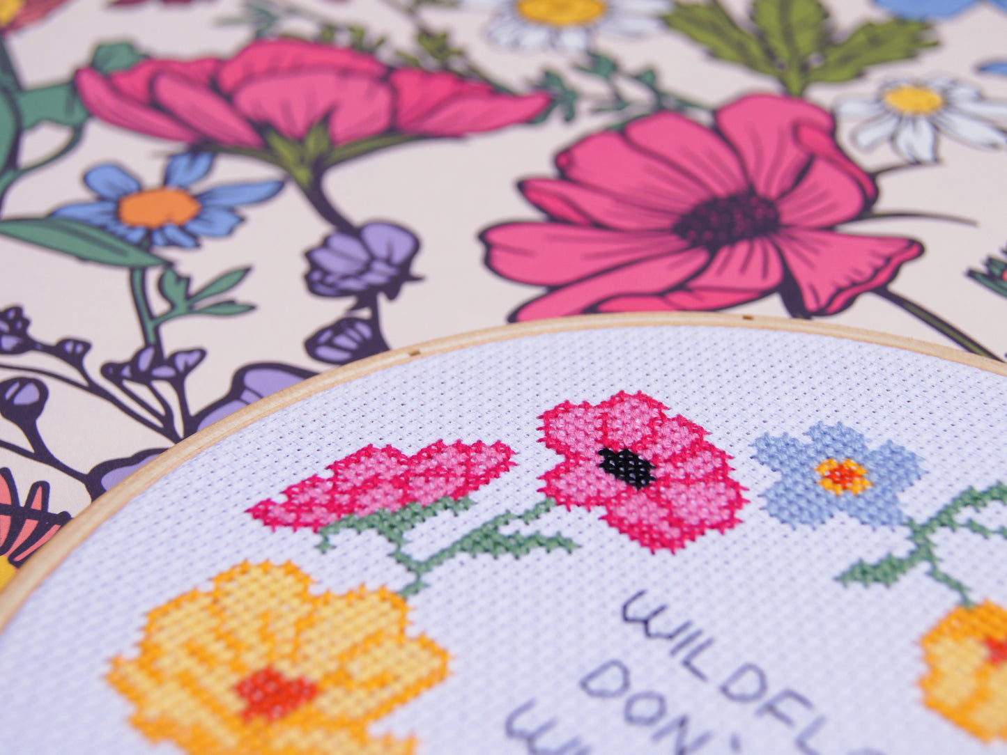Wildflowers 7" Cross Stitch Kit | Oh So Daisy Collaboration
