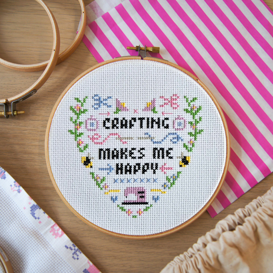 Crafting Makes Me Happy 6" Cross Stitch Kit