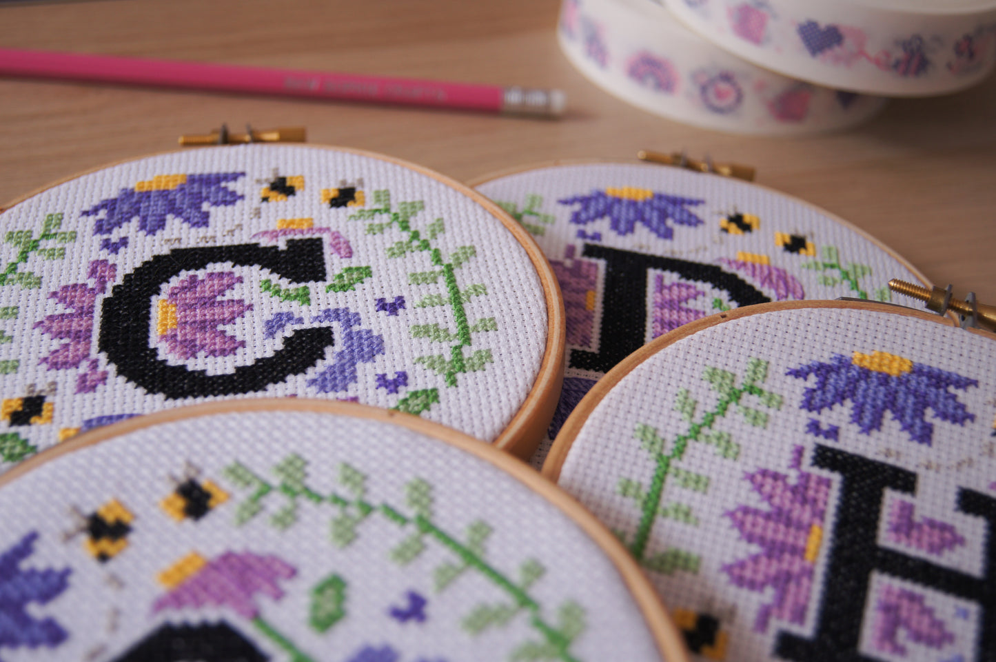 The Floral A-Z 5" Cross Stitch Kit (Lavender Blue)