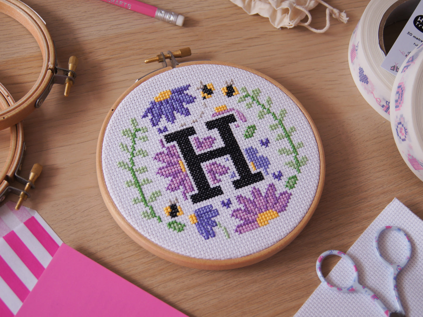 The Floral A-Z 5" Cross Stitch Kit (Lavender Blue)