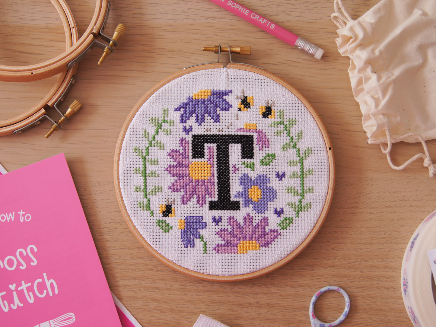 The Floral A-Z 5" Cross Stitch Kit (Lavender Blue)