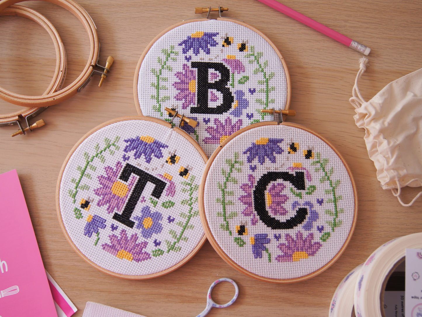 The Floral A-Z 5" Cross Stitch Kit (Lavender Blue)