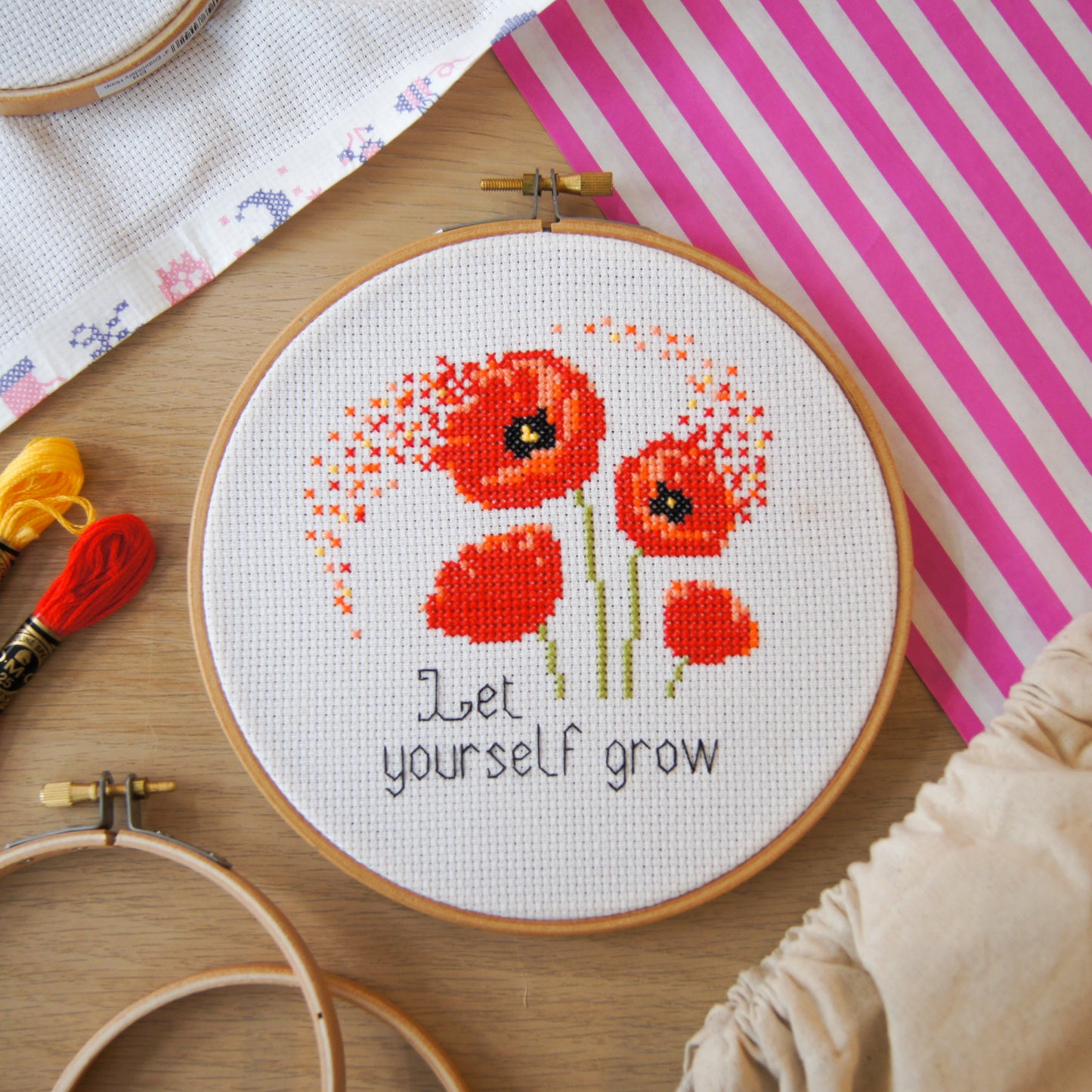 Poppy, Let Yourself Grow 6" Cross Stitch Kit