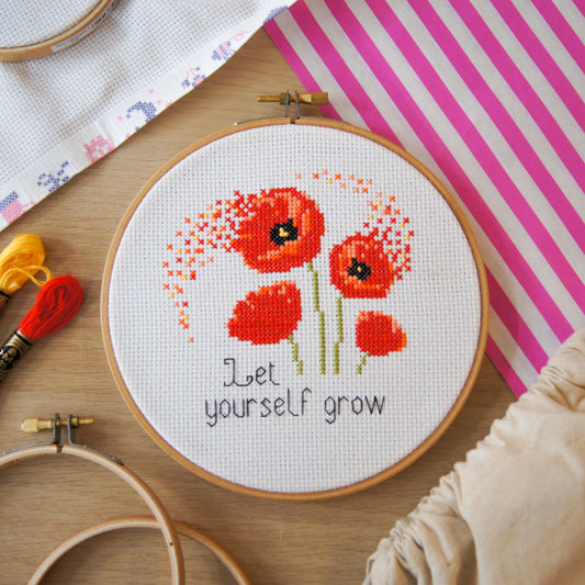 Poppy, Let Yourself Grow 6" Cross Stitch Kit