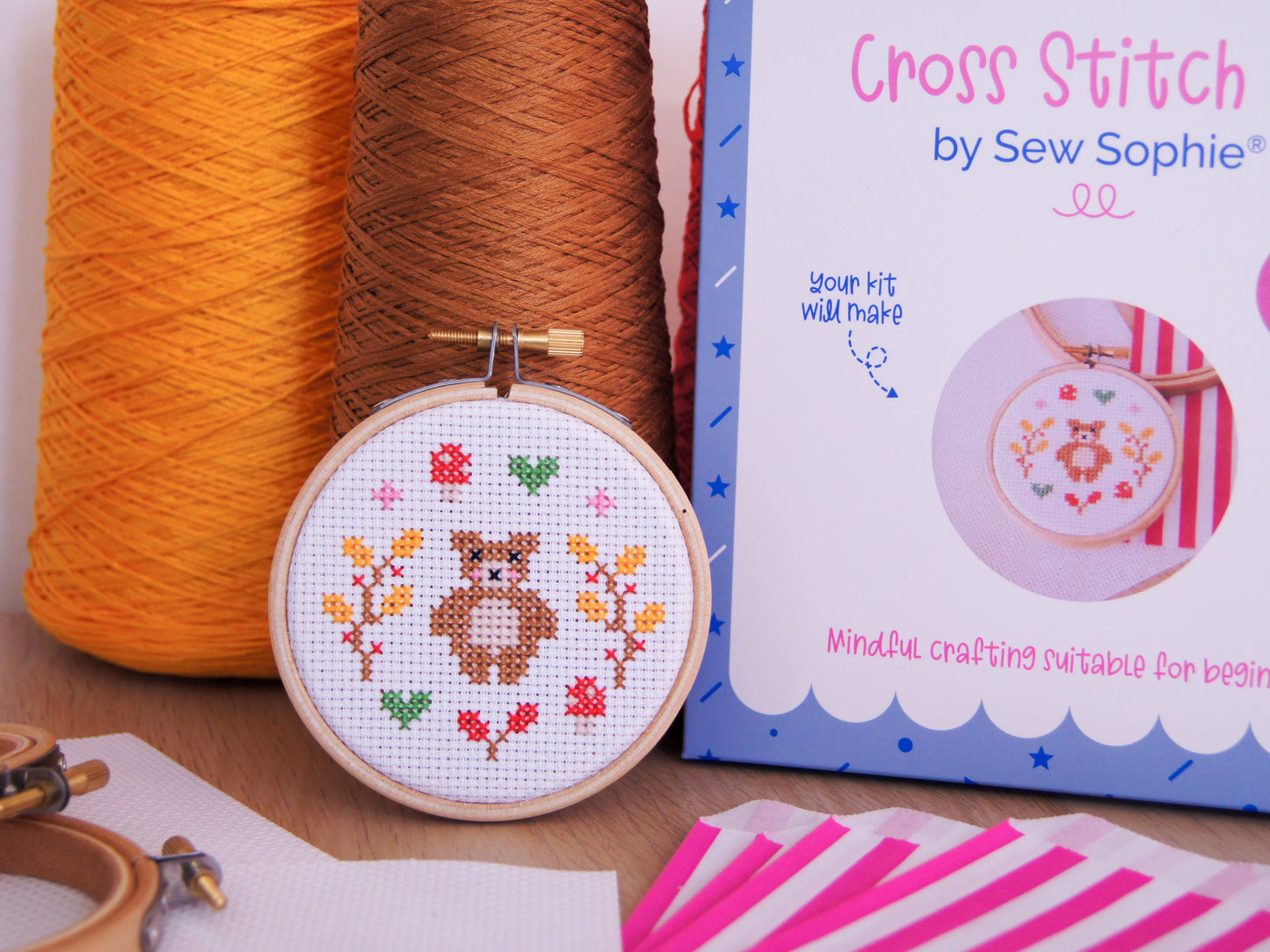 Autumn Bear 3" Cross Stitch Kit