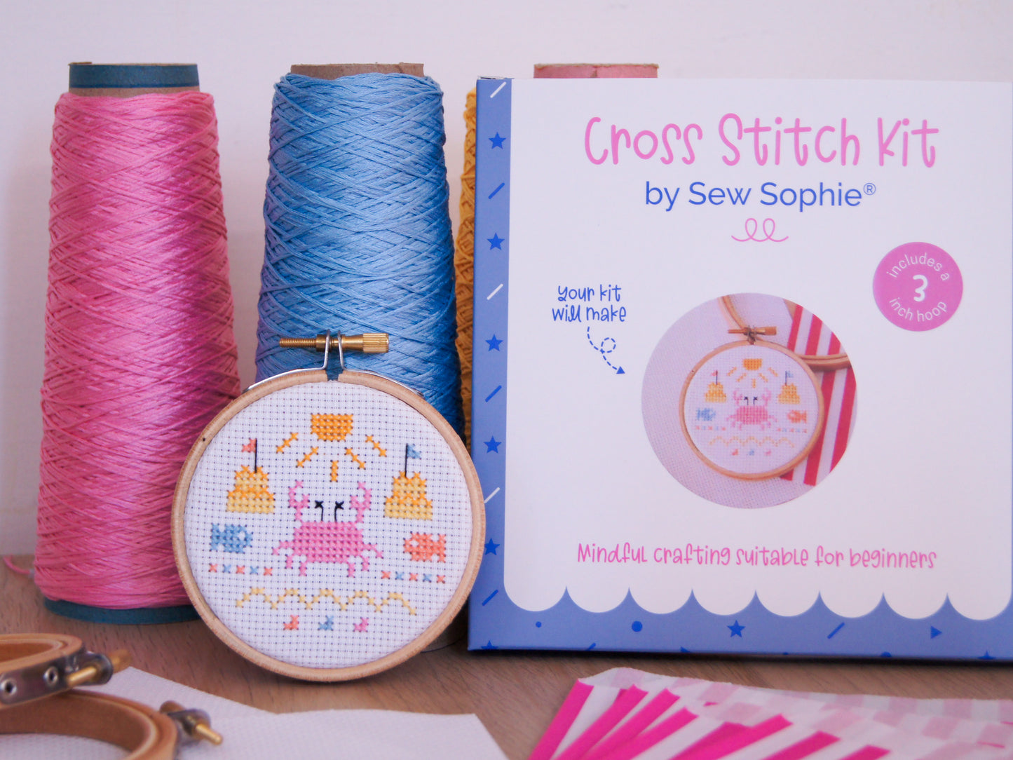 Summer Crab 3" Cross Stitch Kit