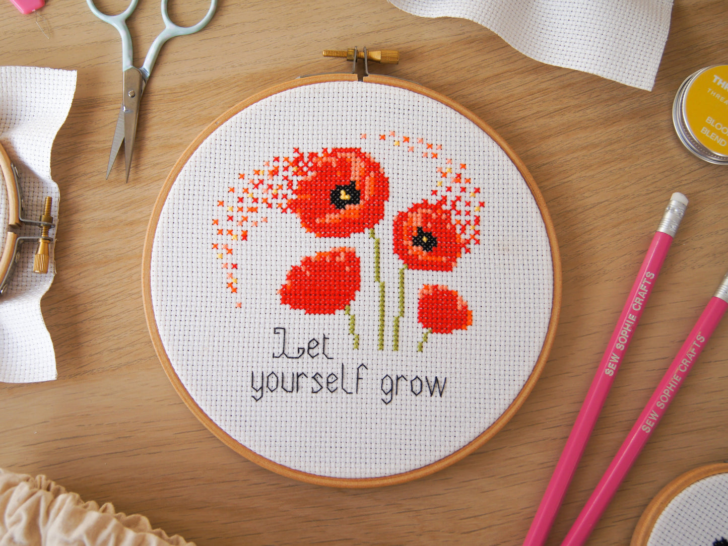 Poppy, Let Yourself Grow 6" Cross Stitch Kit