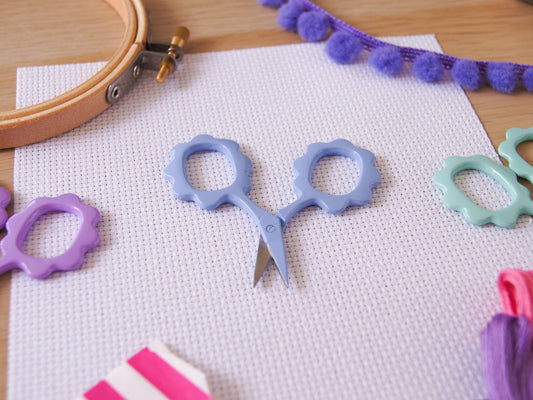 Baby Blue, Mini Floral Embroidery Scissors