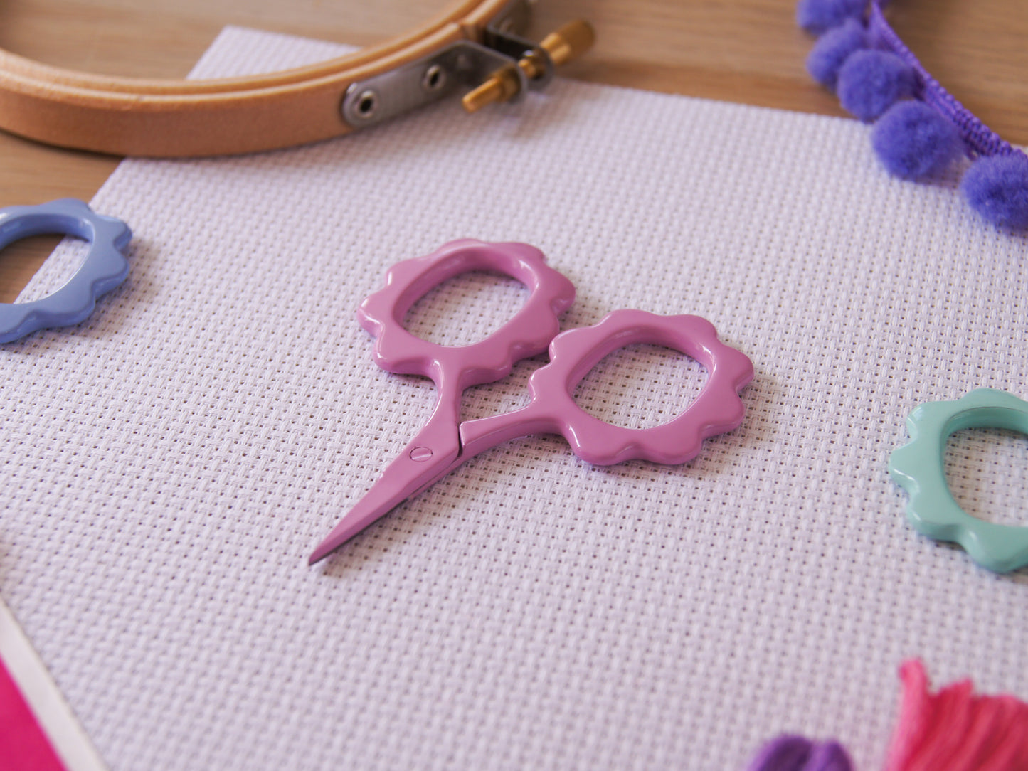 Perfect Pink, Mini Floral Embroidery Scissors