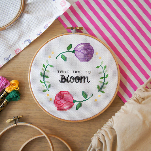Take Time to Bloom 6" Cross Stitch Kit