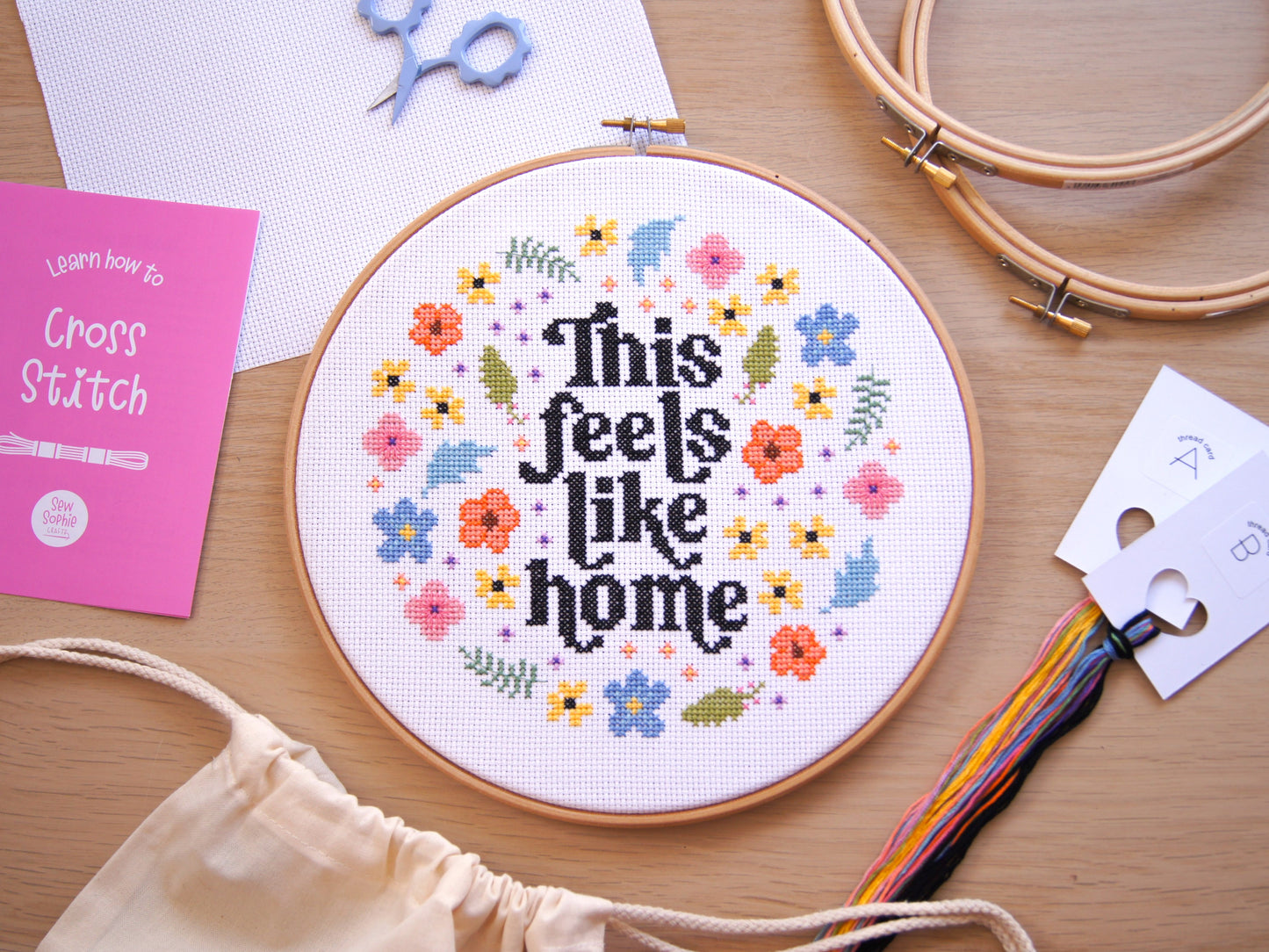This Feels Like Home XL 9" Cross Stitch Kit | Oh So Daisy Collaboration