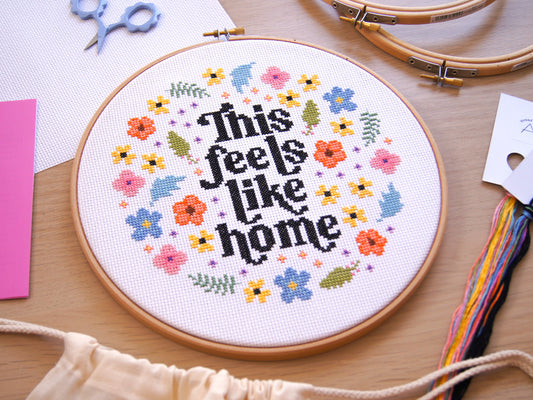 This Feels Like Home XL 9" Cross Stitch Kit | Oh So Daisy Collaboration