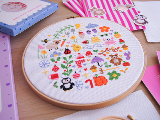Through the Seasons XL 9" Cross Stitch Kit